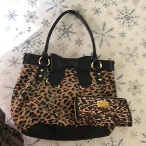 Betsy Johnson holiday leopard bag set
